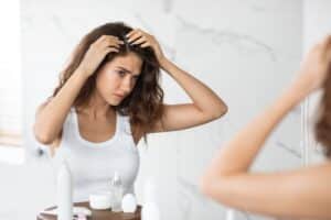 Woman experiencing stress-related hair loss in Washington D.C.